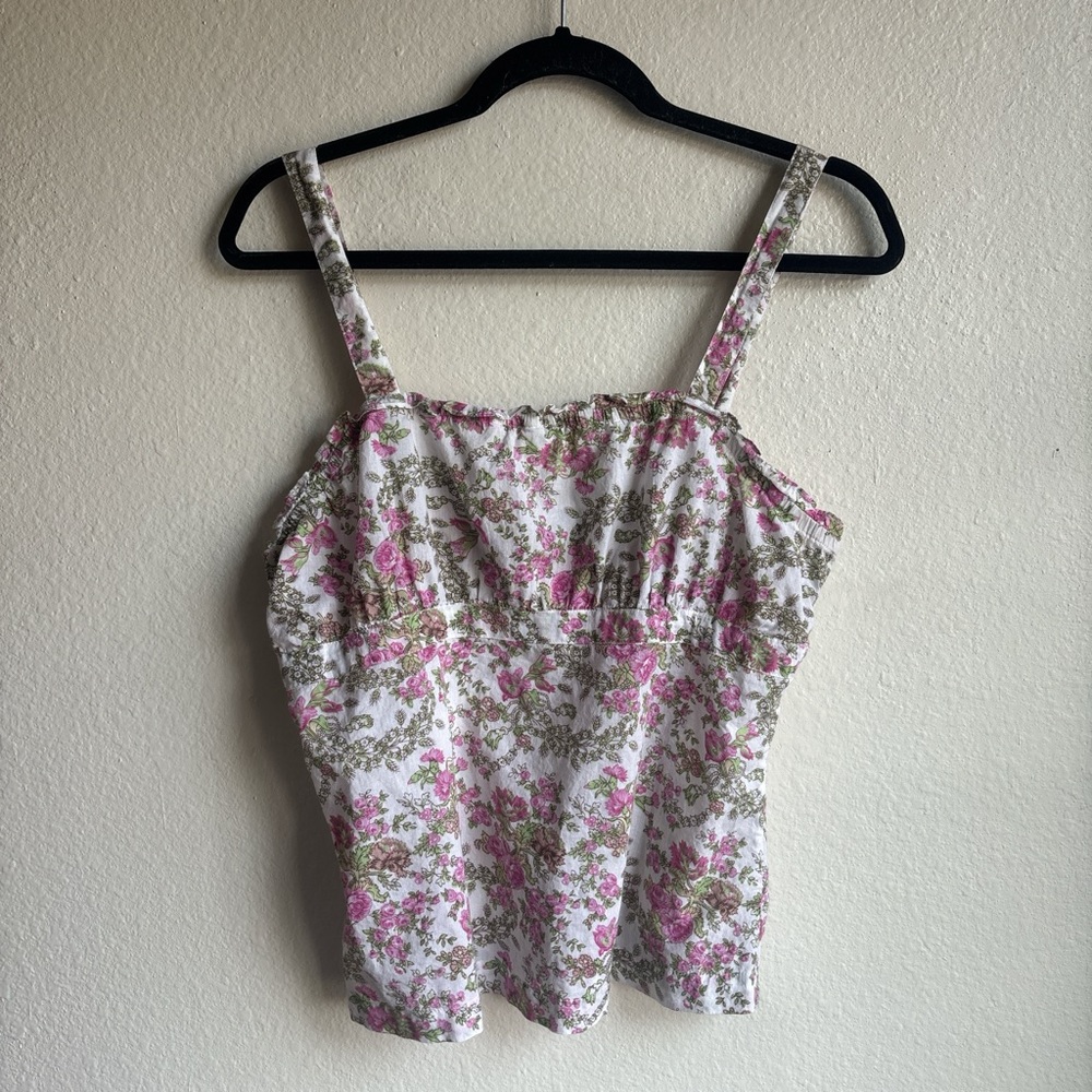 Vintage 90s Periscope Floral Milkmaid Cottagecore Romantic Babydoll Top Size M